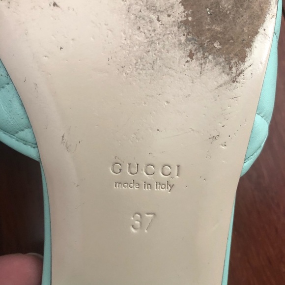 Gucci Marmot GG slide sandals mules . Mint green & Chevron quilted Eu 37 US 7 - Picture 10 of 16